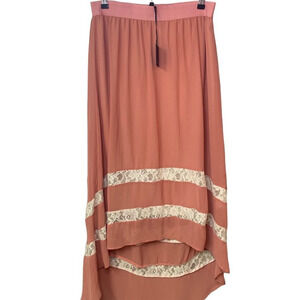 Bobeau Skirt NWT Women's Size Large Vintage Rose High Low Floral Lace Lined